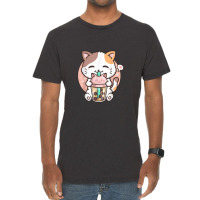 Boba Tea Cat Bubble Tea Cat Milk Tea Kawai Anime Cat Vintage T-shirt | Artistshot