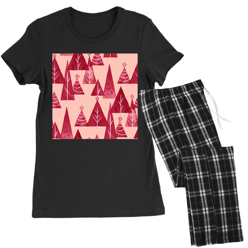 Blush And Red Watercolor Christmas Trees Women's Pajamas Set by Oreilly Ulrich | Artistshot