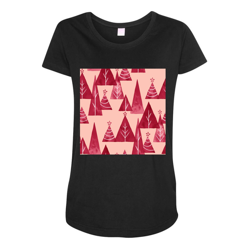 Blush And Red Watercolor Christmas Trees Maternity Scoop Neck T-shirt by Oreilly Ulrich | Artistshot