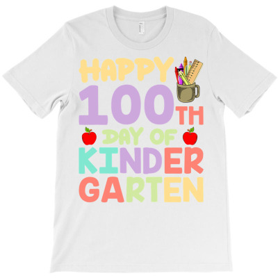 Happy 100 Days Of Kinder Garten Cute 100 Days Of School T Shirt T-shirt Designed By Cornie Lindsey