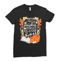 I Fall For Pumpkins Bonfires S'mores Books Halloween Reader Ladies Fitted T-shirt | Artistshot