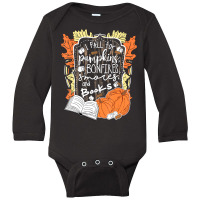 I Fall For Pumpkins Bonfires S'mores Books Halloween Reader Long Sleeve Baby Bodysuit | Artistshot