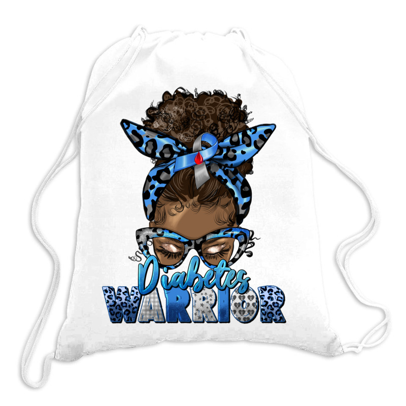 Diabetes Warrior Afro Messy Bun Drawstring Bags | Artistshot