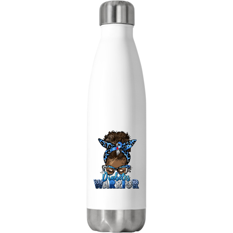 Diabetes Warrior Afro Messy Bun Stainless Steel Water Bottle | Artistshot