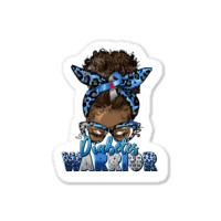 Diabetes Warrior Afro Messy Bun Sticker | Artistshot