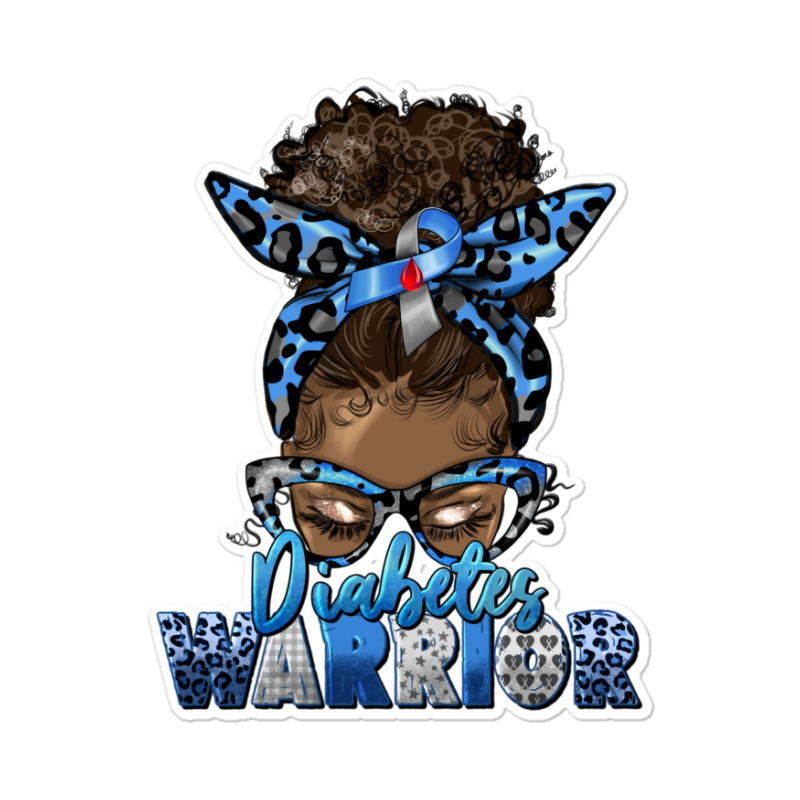 Diabetes Warrior Afro Messy Bun Sticker | Artistshot