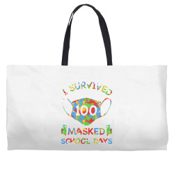 i survived 100 masked school days for kids teacher student t shirt Weekender Totes | Artistshot