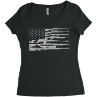 Big American Flag With Machine Guns 2a Flag Women's Triblend Scoop T-shirt | Artistshot