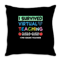I Survived Virtual Teaching End Of Year Teacher Remote T Shirt Throw Pillow | Artistshot