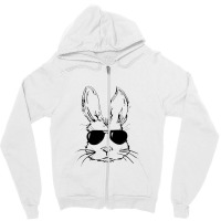 Bunny Face With Sunglasses Easter Day For Boys Men Kids Zipper Hoodie | Artistshot