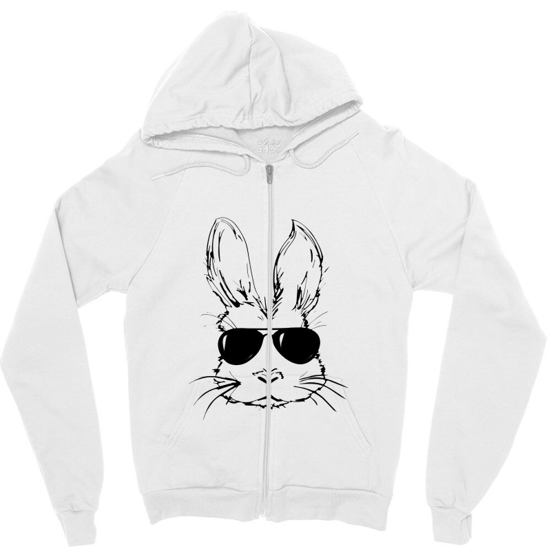 Bunny Face With Sunglasses Easter Day For Boys Men Kids Zipper Hoodie | Artistshot