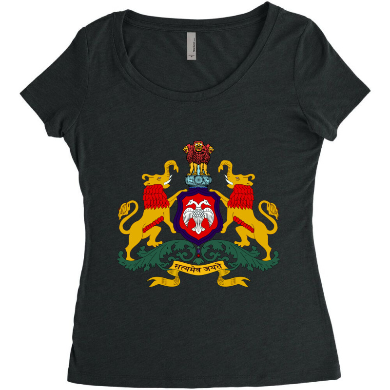 Karnataka Coat Of Arms, India Women's Triblend Scoop T-shirt by cm-arts | Artistshot