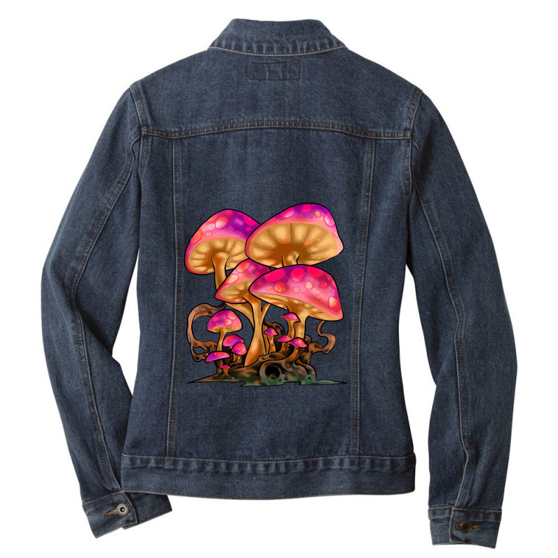 Mycology Mushroom Psychedelic Ladies Denim Jacket by saolalala | Artistshot