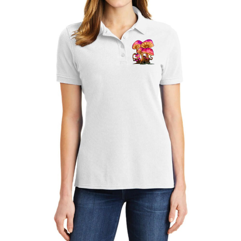 Mycology Mushroom Psychedelic Ladies Polo Shirt by saolalala | Artistshot