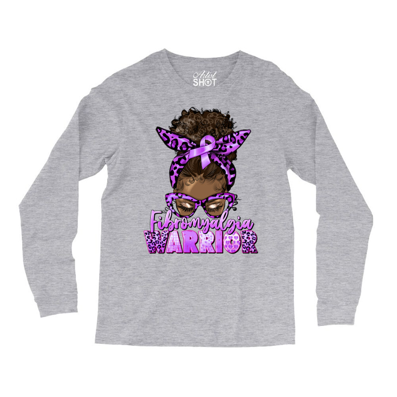 Fibromyalgia Warrior Afro Messy Bun Long Sleeve Shirts | Artistshot