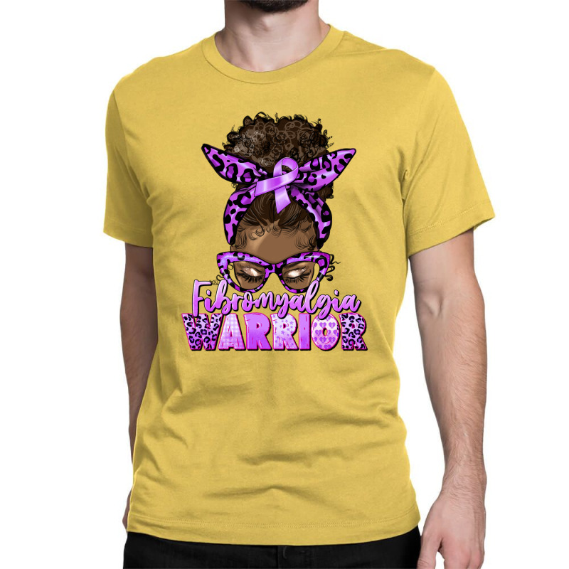 Fibromyalgia Warrior Afro Messy Bun Classic T-shirt | Artistshot