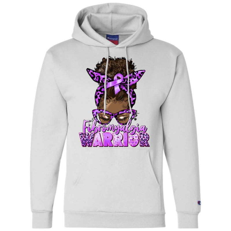 Fibromyalgia Warrior Afro Messy Bun Champion Hoodie | Artistshot