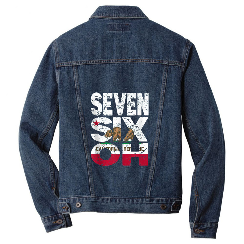 California Republic Flag 760 Area Code Men Denim Jacket | Artistshot