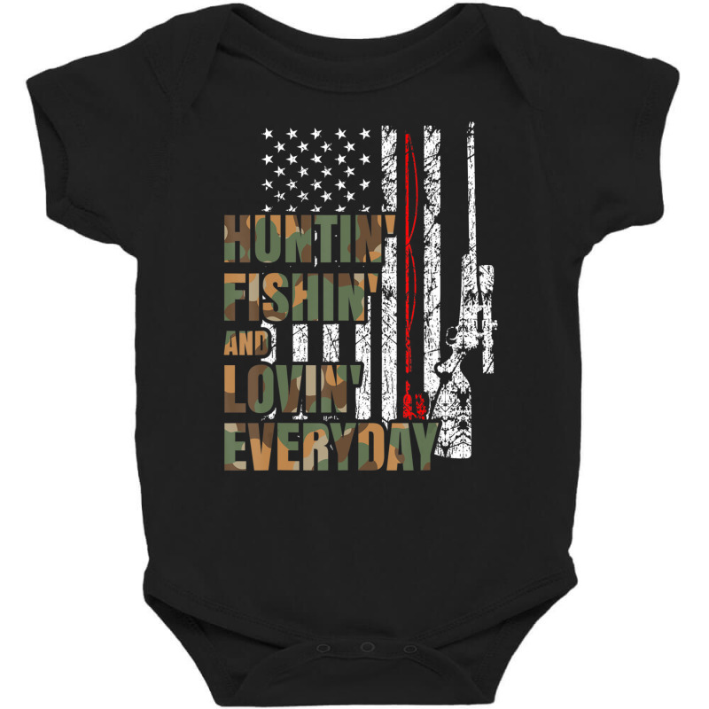 Hunting Fishing Loving Everyday American Deer Hunter Patriot Baby Bodysuit | Artistshot