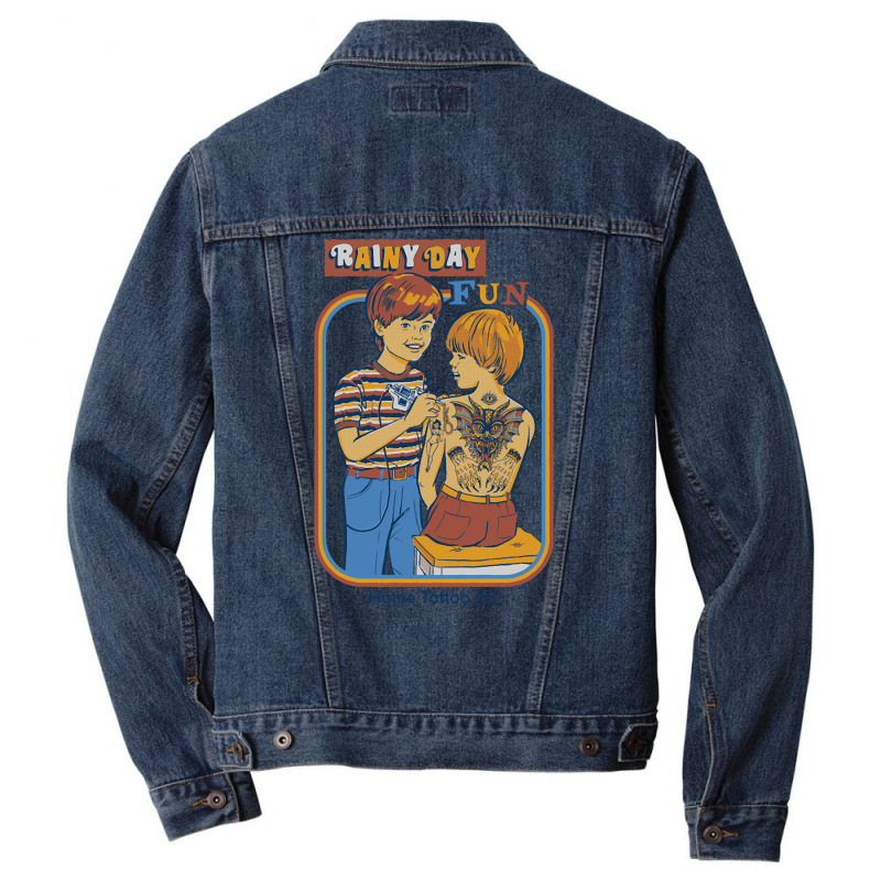 Rainy Day Fun, The Rainy Day Fun, Rainy Day Fun Art, Rainy Day Fun Vin Men Denim Jacket | Artistshot