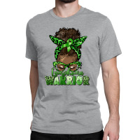 Lymphoma Warrior Afro Messy Bun Classic T-shirt | Artistshot