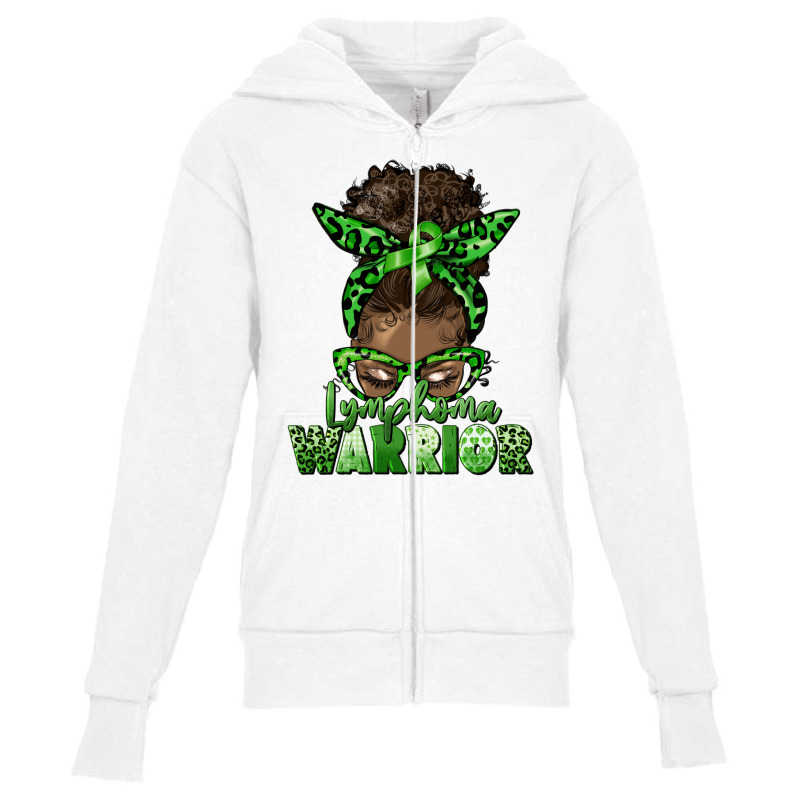 Lymphoma Warrior Afro Messy Bun Youth Zipper Hoodie | Artistshot