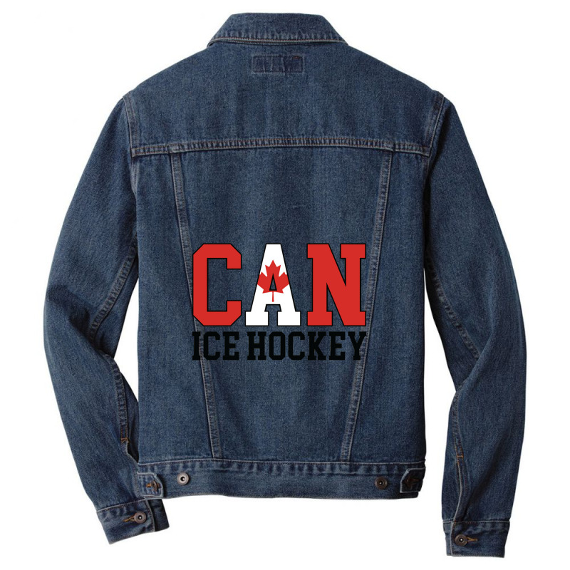 Canada Flag Hockey Player Canadian Can Ice Hockey Pullover Men Denim Jacket | Artistshot