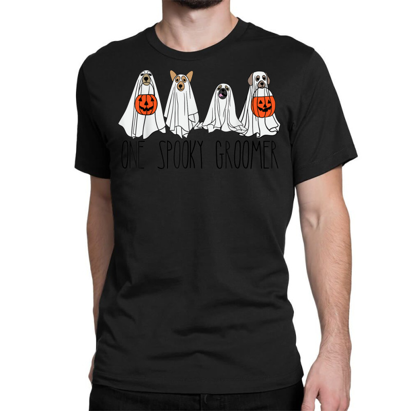 Cute Men Women Halloween Dog Dogs Ghost Pumpkin Groomer Tee Classic T-shirt by Aquarius | Artistshot