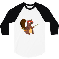 Canadian Cute Animal Gift Beaver Maple Leaf Hockey Canada 3/4 Sleeve Shirt | Artistshot