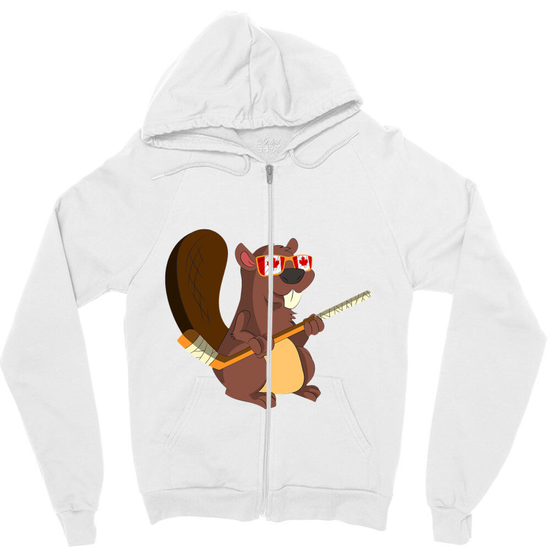 Canadian Cute Animal Gift Beaver Maple Leaf Hockey Canada Zipper Hoodie | Artistshot