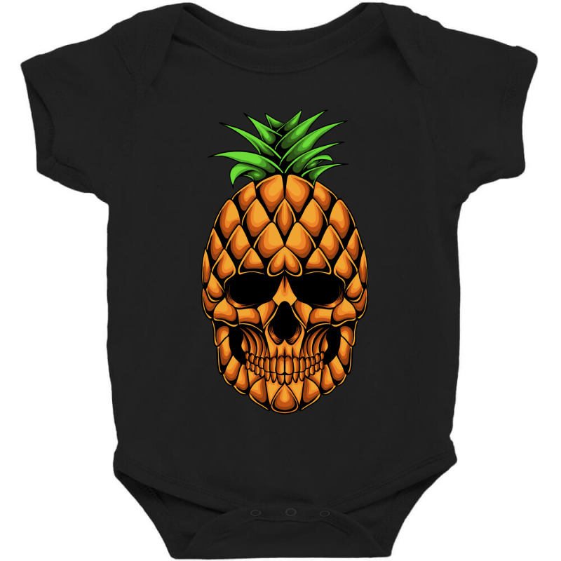 Pineapple Skull Head Vector Illustration Baby Bodysuit | Artistshot