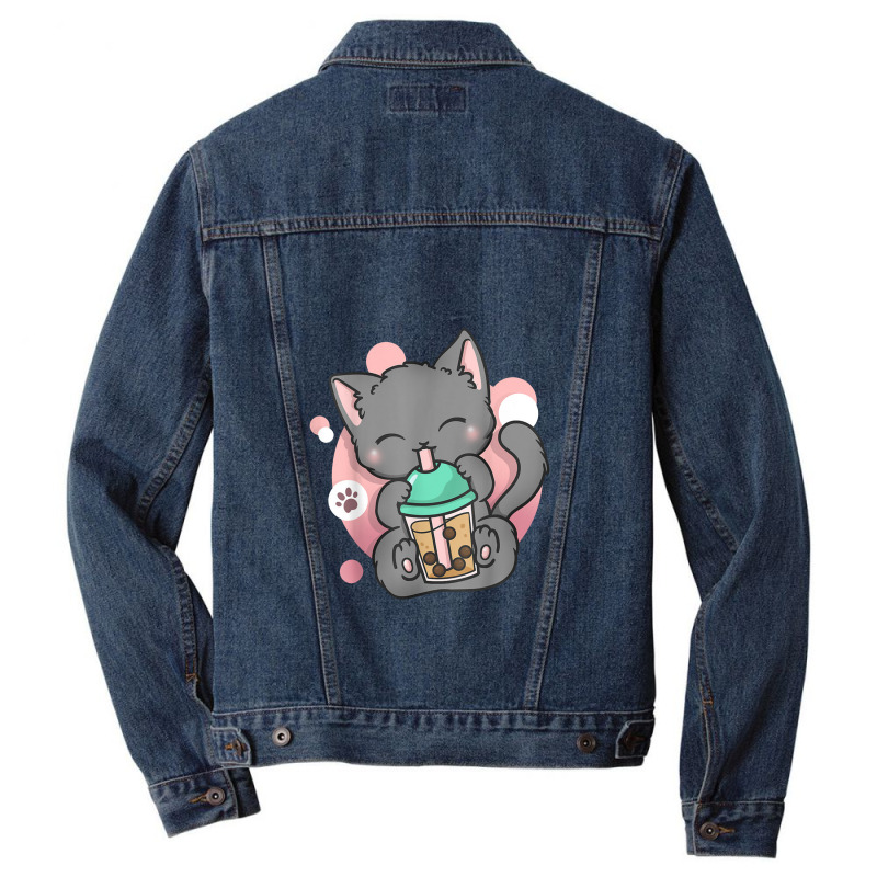 Cat Boba Tea Bubble Tea Anime Kawai Neko Men Denim Jacket | Artistshot