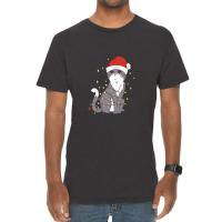 Cat Christmas Hat Christmas Lights Cute Cat Christmas Vintage T-shirt | Artistshot