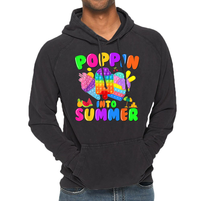 Poppin Into Summer Pop It Last Day Of School Teacher Student Vintage Hoodie | Artistshot