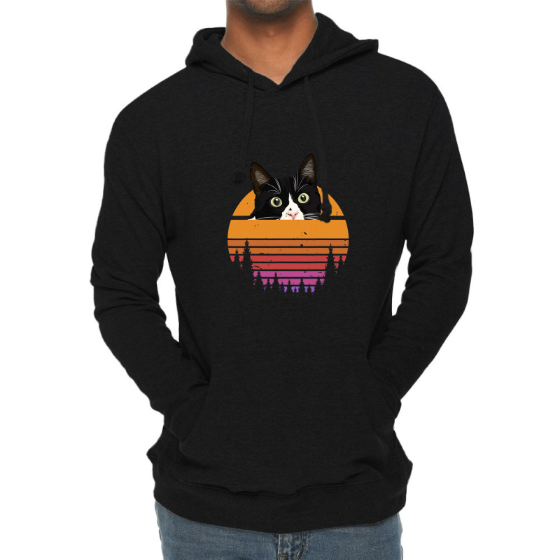 Cat Retro Style Kitten Retro Style Black Cat Lightweight Hoodie | Artistshot