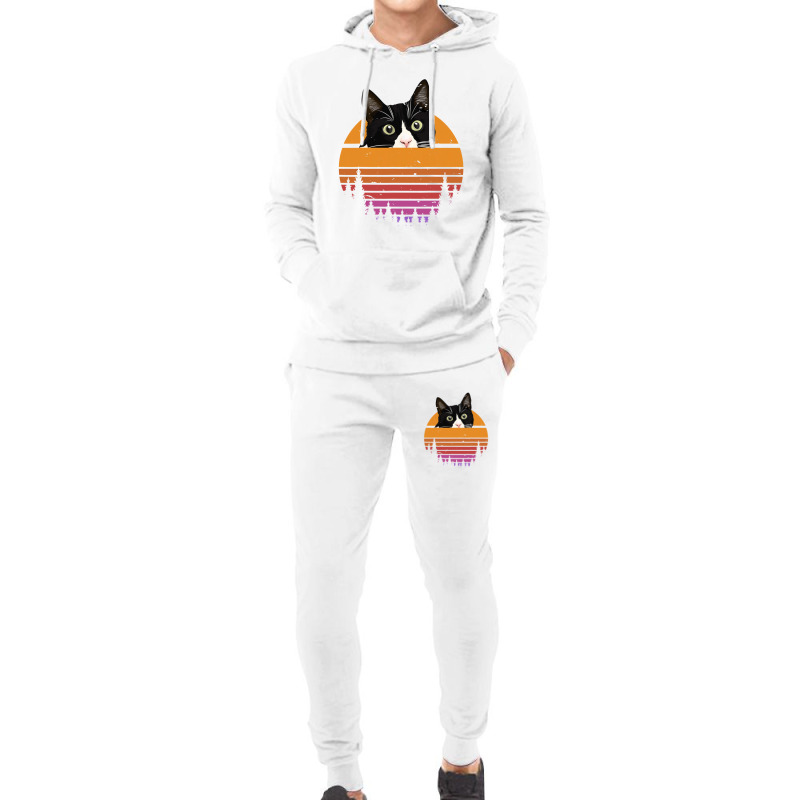 Cat Retro Style Kitten Retro Style Black Cat Hoodie & Jogger Set | Artistshot