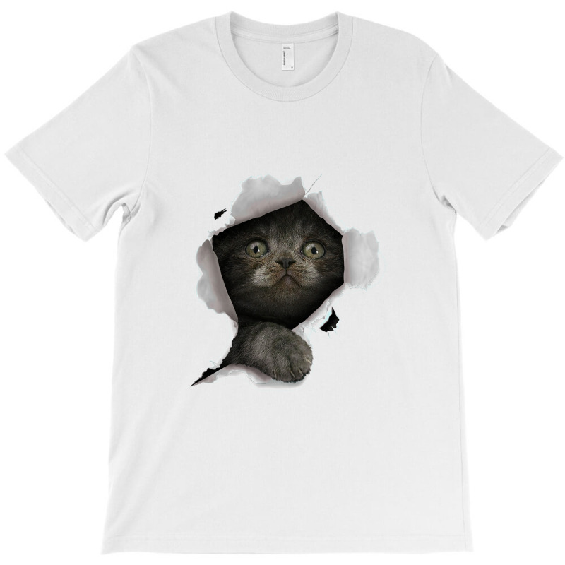 Cat Shirt, Gray Cat Tshirt, Cat Torn Cloth Shirt, Kitten T-shirt | Artistshot