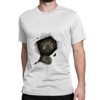 Cat Shirt, Gray Cat Tshirt, Cat Torn Cloth Shirt, Kitten Classic T-shirt | Artistshot