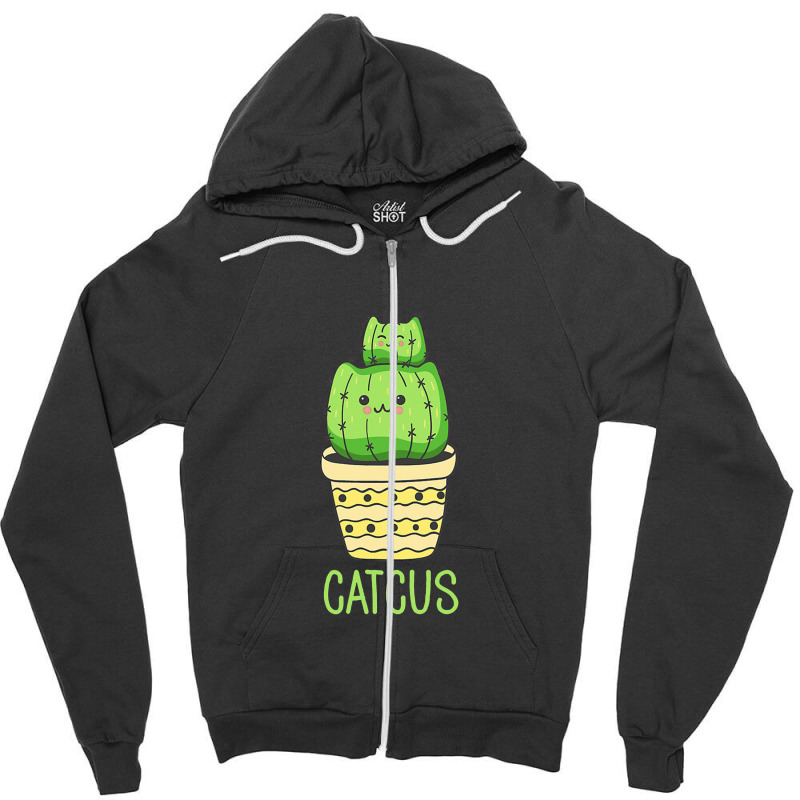 Catcus Funny Cat Cactus Tshirt For Kitty Lovers Zipper Hoodie | Artistshot