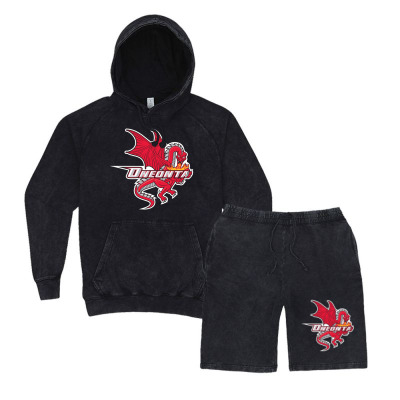 Suny Merch,oneonta Red Dragons Vintage Hoodie And Short Set Designed By Beom Seok Bobae