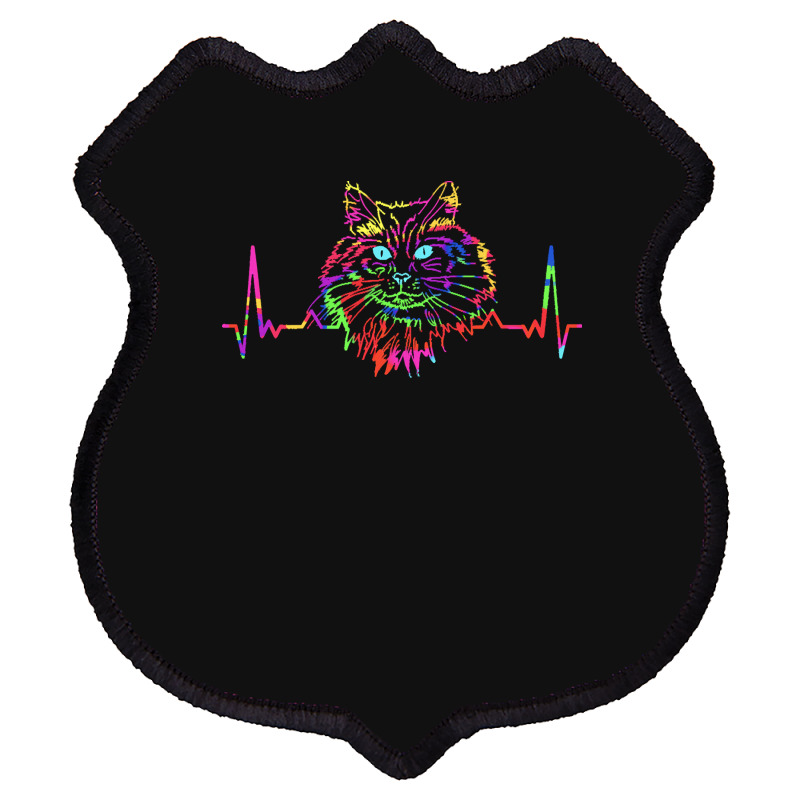 Norwegian Forest Cat T  Shirt Colorful Norwegian Forest Cat Heartbeat Shield Patch | Artistshot