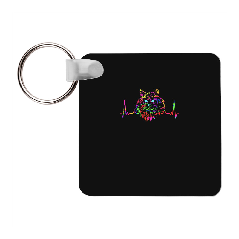 Norwegian Forest Cat T  Shirt Colorful Norwegian Forest Cat Heartbeat Frp Square Keychain | Artistshot