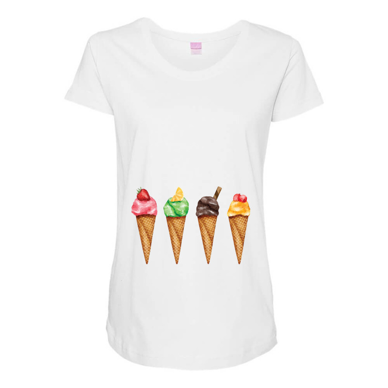 Assorted Ice Cream Cones  Assorted Ice Cream Cones Strawberr Maternity Scoop Neck T-shirt by siapsantuy | Artistshot