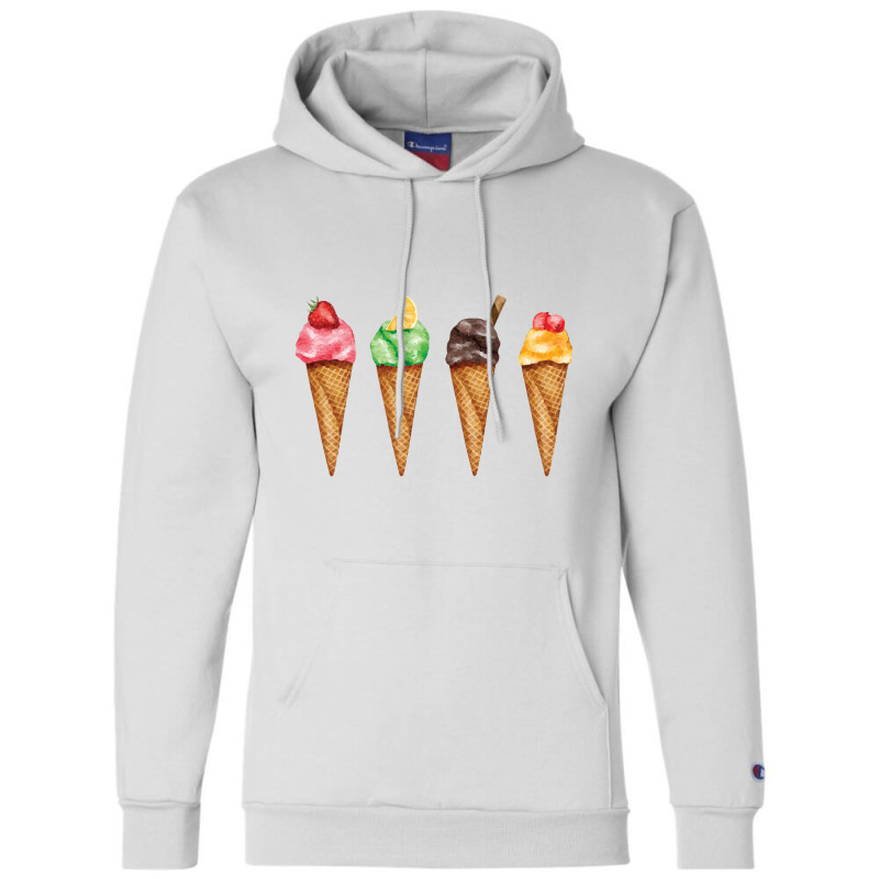 Assorted Ice Cream Cones  Assorted Ice Cream Cones Strawberr Champion Hoodie by siapsantuy | Artistshot