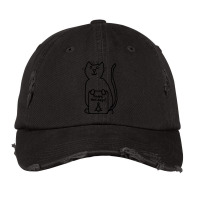 Cute Christmas Cat Says Happy Holidays Line Drawing Vintage Cap | Artistshot