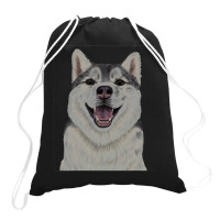 Siberian Husky T  Shirt Siberian Husky   Up Close Dog T  Shirt Drawstring Bags | Artistshot