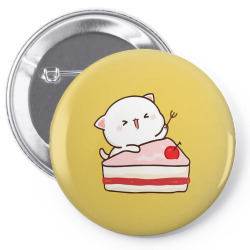 mochi peach cat with cake long Pin-back button | Artistshot