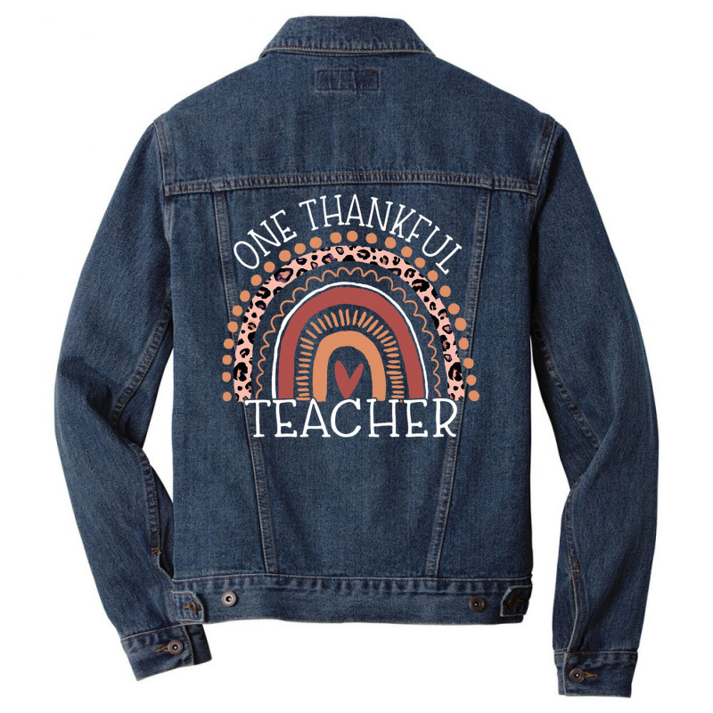 Leopard Rainbow One Thankful Teacher Thanksgiving Christmas Men Denim Jacket by WZ90 | Artistshot