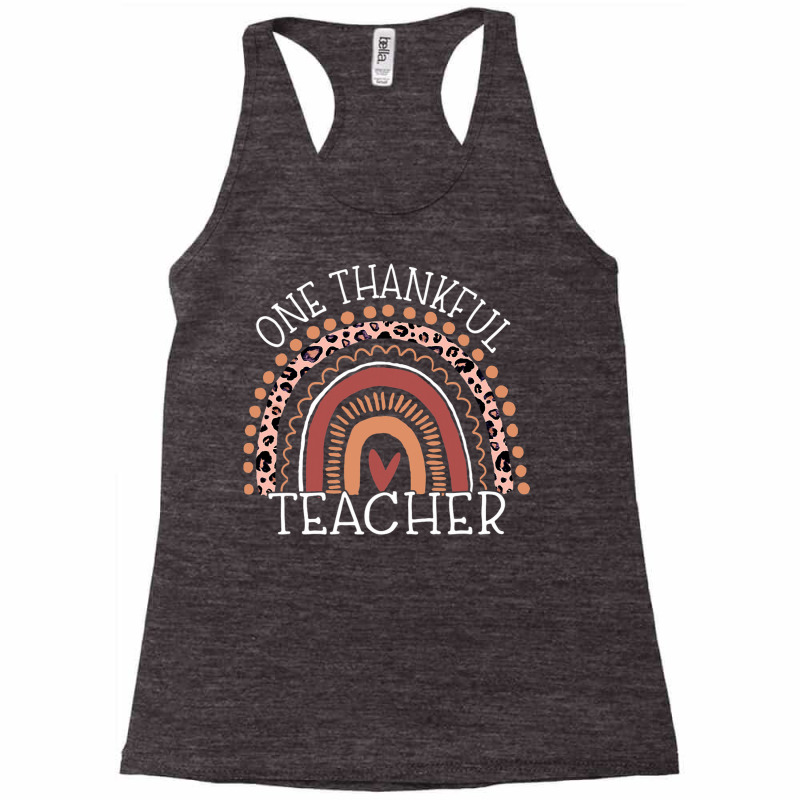 Leopard Rainbow One Thankful Teacher Thanksgiving Christmas Racerback Tank by WZ90 | Artistshot