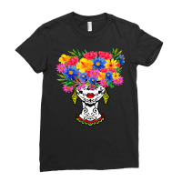 Catrina Sugar Skull Calavera Mexican With Flowers Halloween Ladies Fitted T-shirt | Artistshot